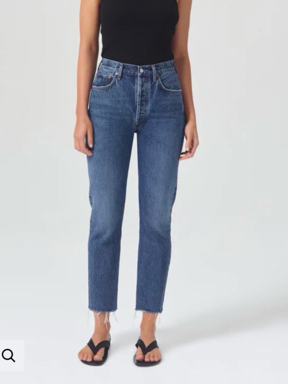 Agolde High-Rise Cropped Jeans — Medium Blue Wash